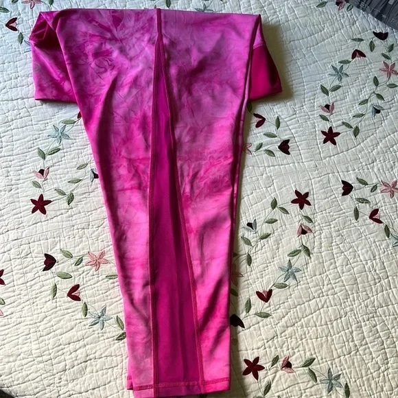 Zyia Light n Tight Fuchsia Pink Hendrix Mesh Tie Dye Crop Leggings Size 20 - Picture 4 of 6